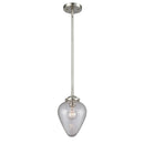 Geneseo Mini Pendant shown in the Brushed Satin Nickel finish with a Clear Crackled shade