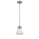 Bellmont Mini Pendant shown in the Brushed Satin Nickel finish with a Clear shade