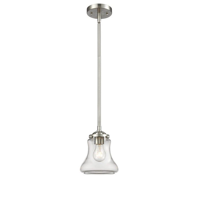 Bellmont Mini Pendant shown in the Brushed Satin Nickel finish with a Clear shade