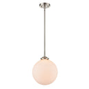 Beacon Mini Pendant shown in the Brushed Satin Nickel finish with a Matte White shade