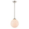 Beacon Mini Pendant shown in the Brushed Satin Nickel finish with a Matte White shade