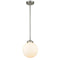 Beacon Mini Pendant shown in the Brushed Satin Nickel finish with a Matte White shade