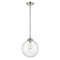 Beacon Mini Pendant shown in the Brushed Satin Nickel finish with a Clear shade