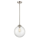 Beacon Mini Pendant shown in the Brushed Satin Nickel finish with a Seedy shade