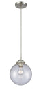 Innovations Lighting Beacon 1-100 watt 8 inch Brushed Satin Nickel Mini Pendant with Seedy glass and Solid Brass Hang Straight Swivel 2841SSNG2048