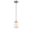 Bell Mini Pendant shown in the Brushed Satin Nickel finish with a Matte White shade