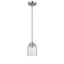 Bell Mini Pendant shown in the Brushed Satin Nickel finish with a Clear shade