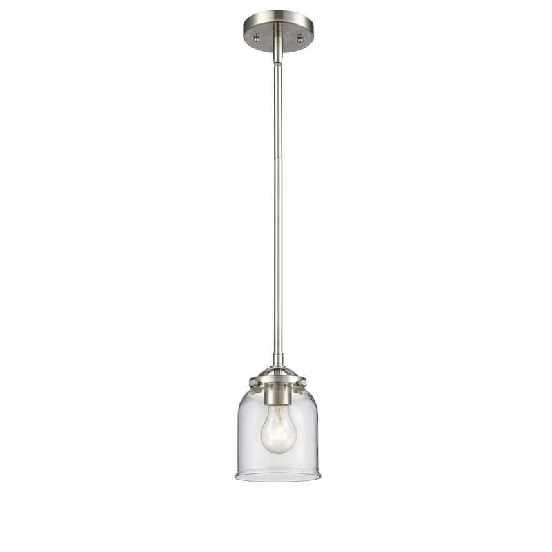 Bell Mini Pendant shown in the Brushed Satin Nickel finish with a Clear shade