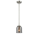 Bell Mini Pendant shown in the Brushed Satin Nickel finish with a Plated Smoke shade