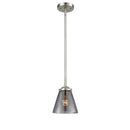 Cone Mini Pendant shown in the Brushed Satin Nickel finish with a Plated Smoke shade