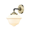 Oxford Sconce shown in the Black Antique Brass finish with a Matte White shade