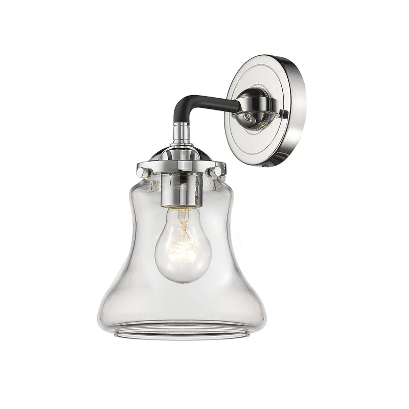 Bellmont Sconce shown in the Black Polished Nickel finish with a Clear shade