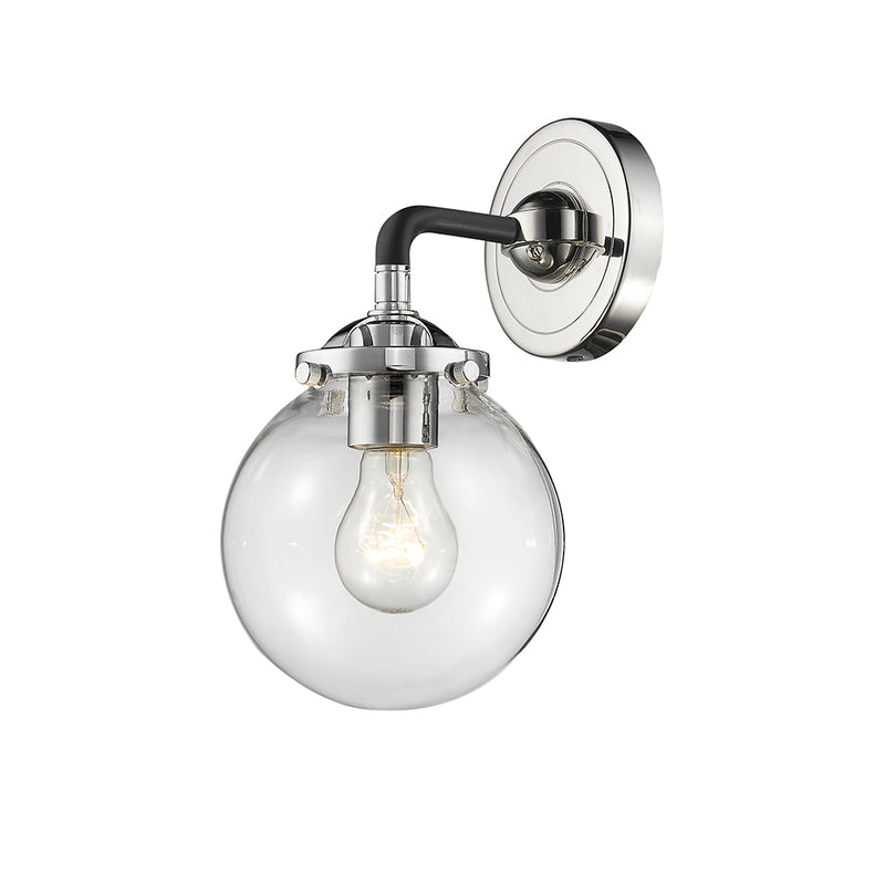 Beacon Sconce shown in the Black Polished Nickel finish with a Clear shade