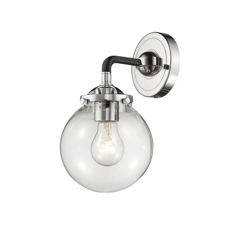 Baldwin Sconce shown in the Black Polished Nickel finish with a Clear shade