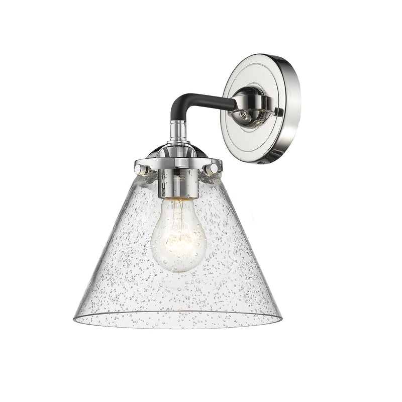 Cone Sconce shown in the Black Polished Nickel finish with a Seedy shade