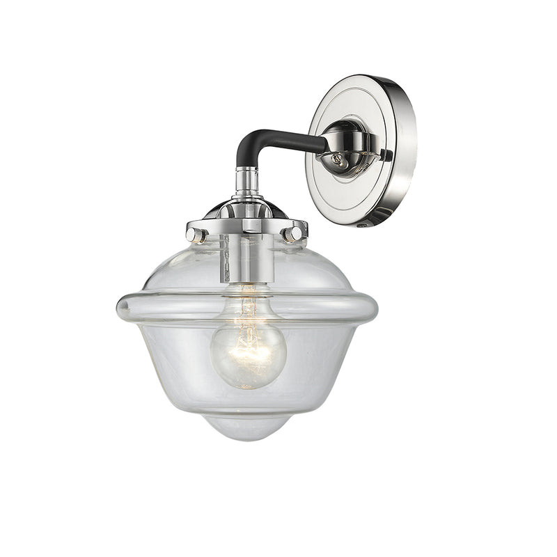 Oxford Sconce shown in the Black Polished Nickel finish with a Clear shade