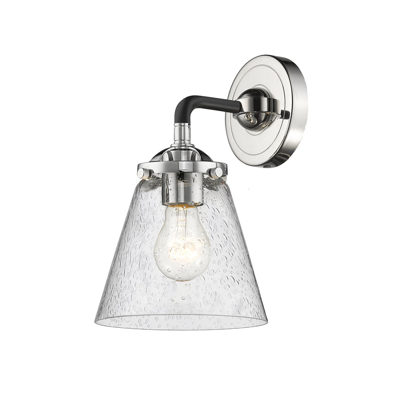 Cone Sconce shown in the Black Polished Nickel finish with a Seedy shade