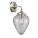 Geneseo Sconce shown in the Brushed Satin Nickel finish with a Clear Crackled shade