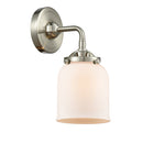 Bell Sconce shown in the Brushed Satin Nickel finish with a Matte White shade