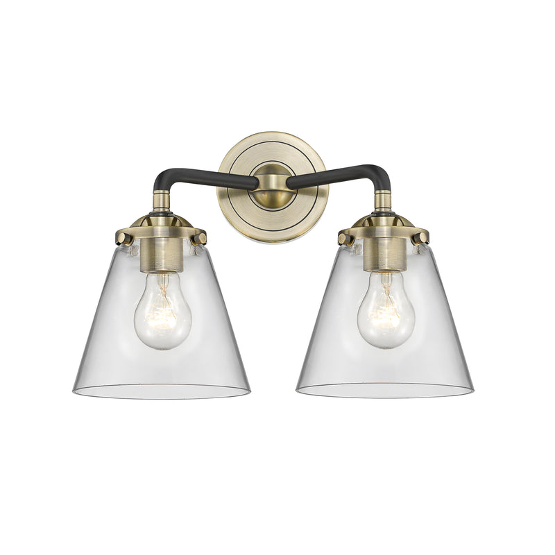 Cone Bath Vanity Light shown in the Black Antique Brass finish with a Clear shade