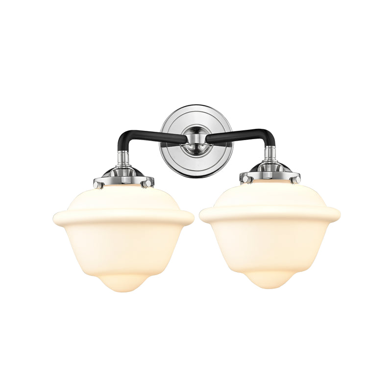 Oxford Bath Vanity Light shown in the Black Polished Nickel finish with a Matte White shade