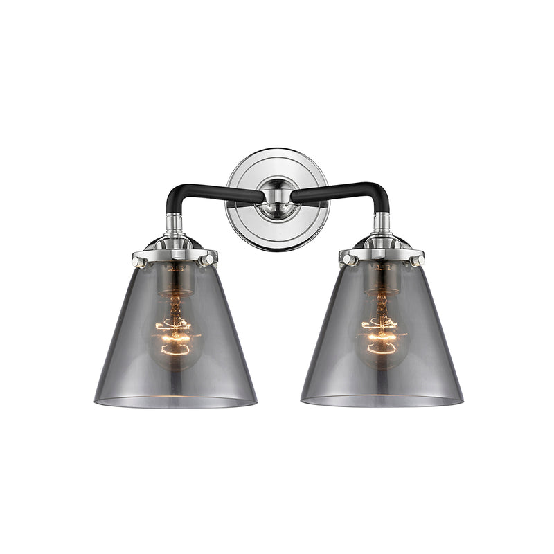 Cone Bath Vanity Light shown in the Black Polished Nickel finish with a Plated Smoke shade