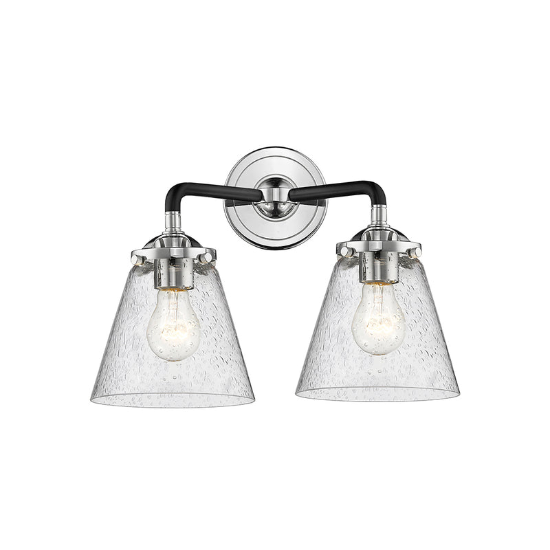 Cone Bath Vanity Light shown in the Black Polished Nickel finish with a Seedy shade