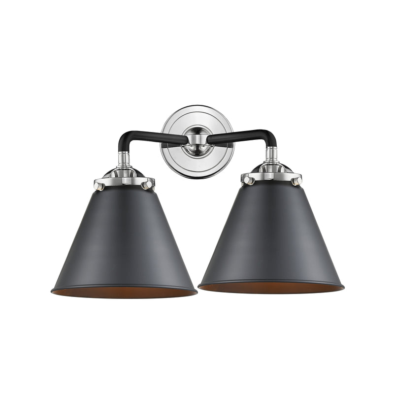 Appalachian Bath Vanity Light shown in the Black Polished Nickel finish with a Matte Black shade