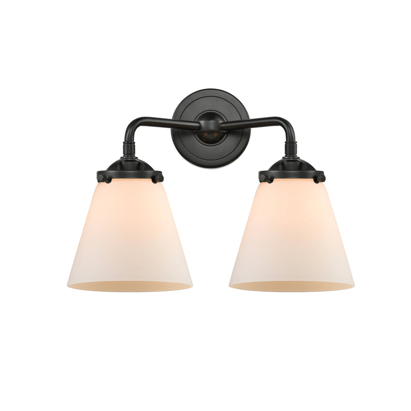 Cone Bath Vanity Light shown in the Oil Rubbed Bronze finish with a Matte White shade