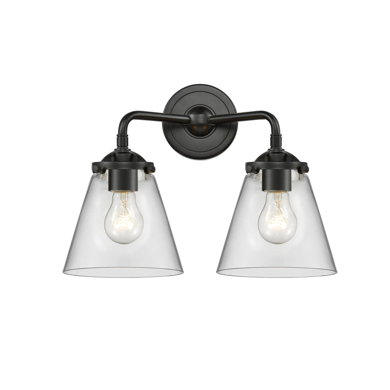 Cone Bath Vanity Light shown in the Oil Rubbed Bronze finish with a Clear shade