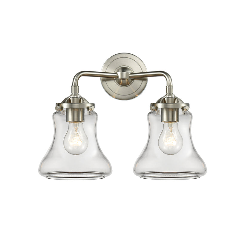 Bellmont Bath Vanity Light shown in the Brushed Satin Nickel finish with a Clear shade