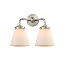 Cone Bath Vanity Light shown in the Brushed Satin Nickel finish with a Matte White shade