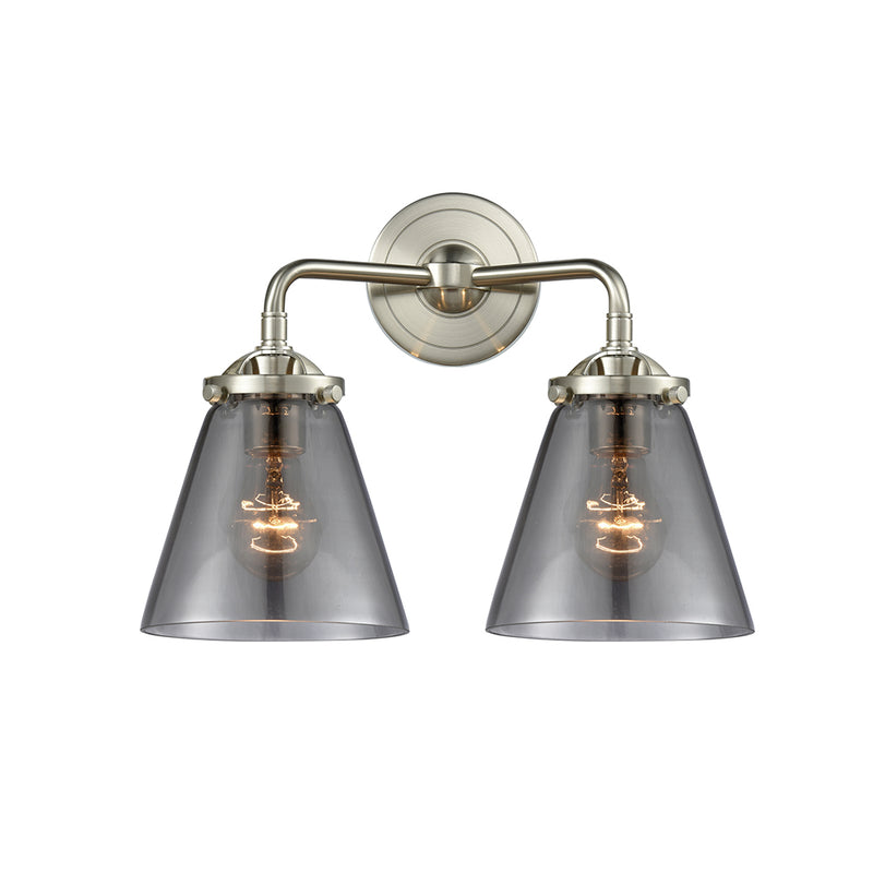 Cone Bath Vanity Light shown in the Brushed Satin Nickel finish with a Plated Smoke shade