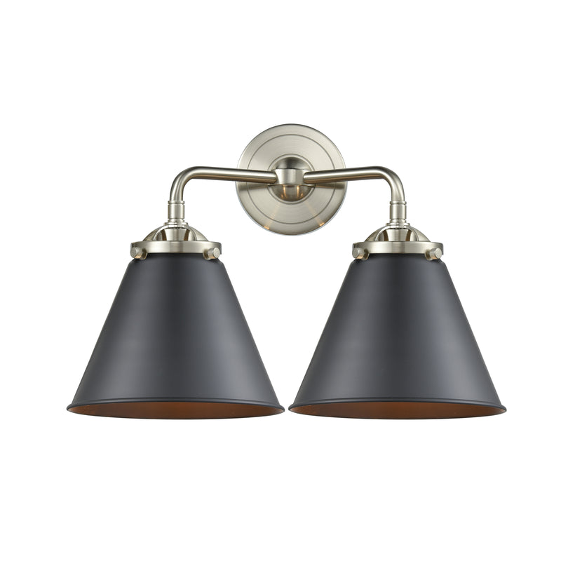 Appalachian Bath Vanity Light shown in the Brushed Satin Nickel finish with a Matte Black shade