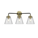 Cone Bath Vanity Light shown in the Black Antique Brass finish with a Clear shade