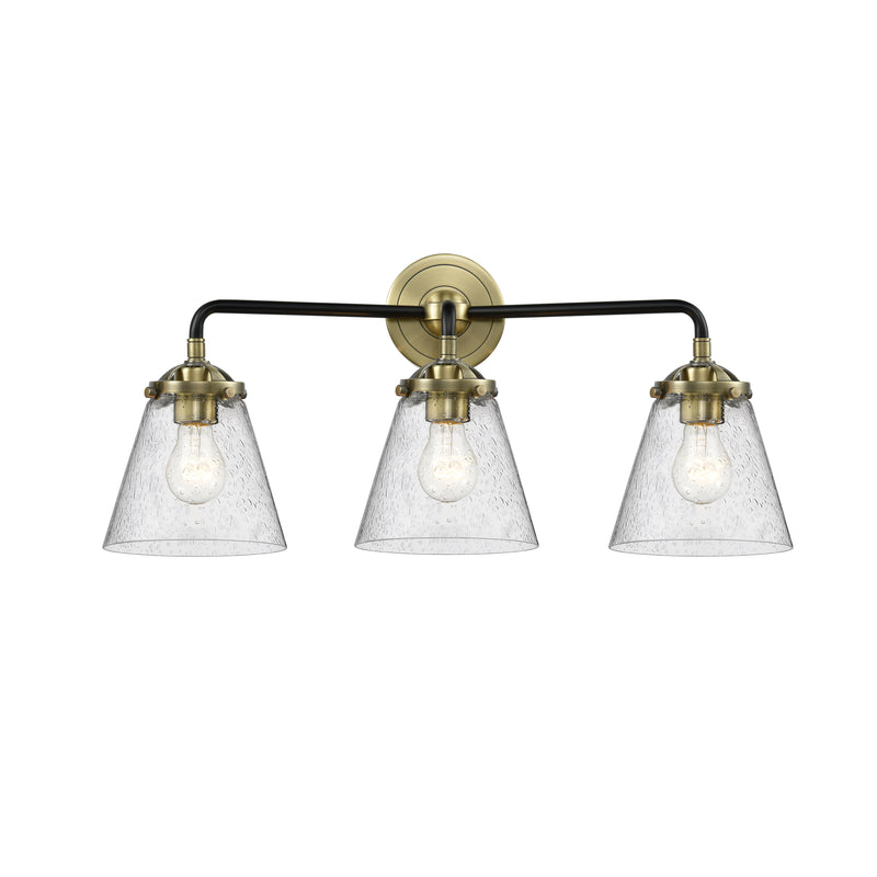 Cone Bath Vanity Light shown in the Black Antique Brass finish with a Seedy shade