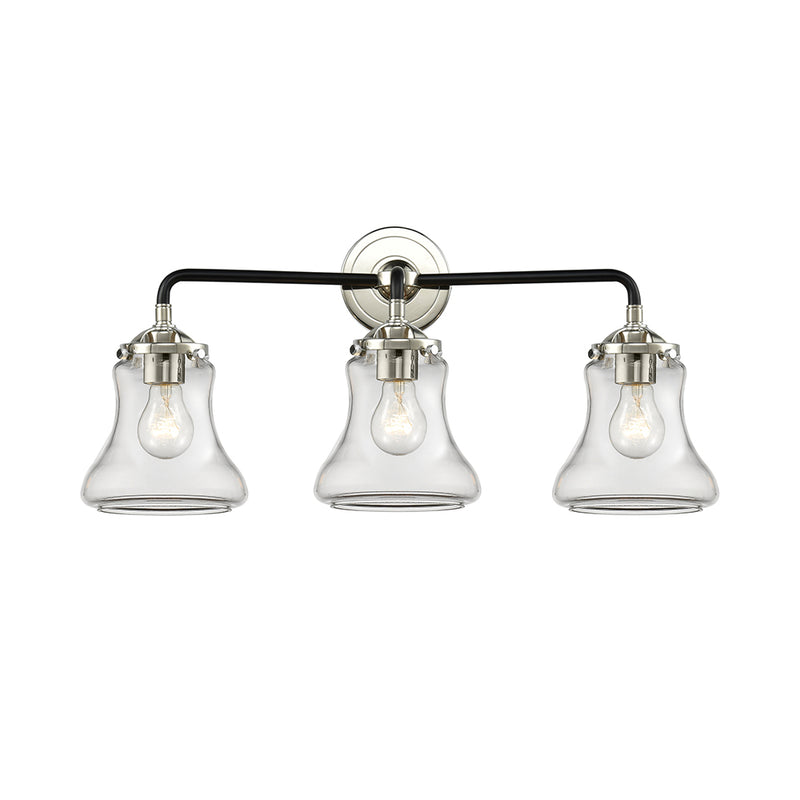 Bellmont Bath Vanity Light shown in the Black Polished Nickel finish with a Clear shade