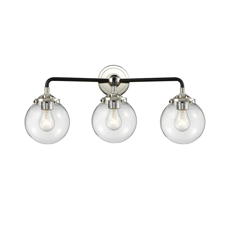 Beacon Bath Vanity Light shown in the Black Polished Nickel finish with a Clear shade