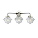 Oxford Bath Vanity Light shown in the Black Polished Nickel finish with a Clear shade