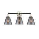 Cone Bath Vanity Light shown in the Black Polished Nickel finish with a Plated Smoke shade