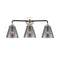 Cone Bath Vanity Light shown in the Black Polished Nickel finish with a Plated Smoke shade