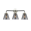 Cone Bath Vanity Light shown in the Black Polished Nickel finish with a Plated Smoke shade