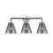 Cone Bath Vanity Light shown in the Black Polished Nickel finish with a Plated Smoke shade