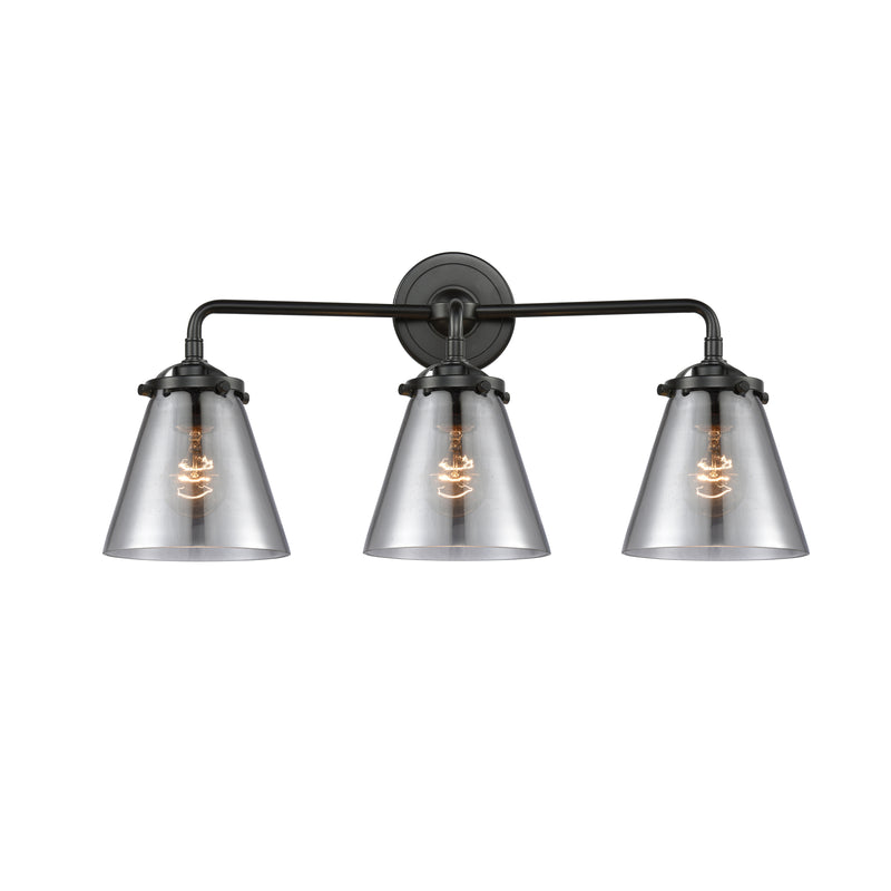 Cone Bath Vanity Light shown in the Oil Rubbed Bronze finish with a Plated Smoke shade