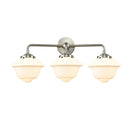 Oxford Bath Vanity Light shown in the Brushed Satin Nickel finish with a Matte White shade