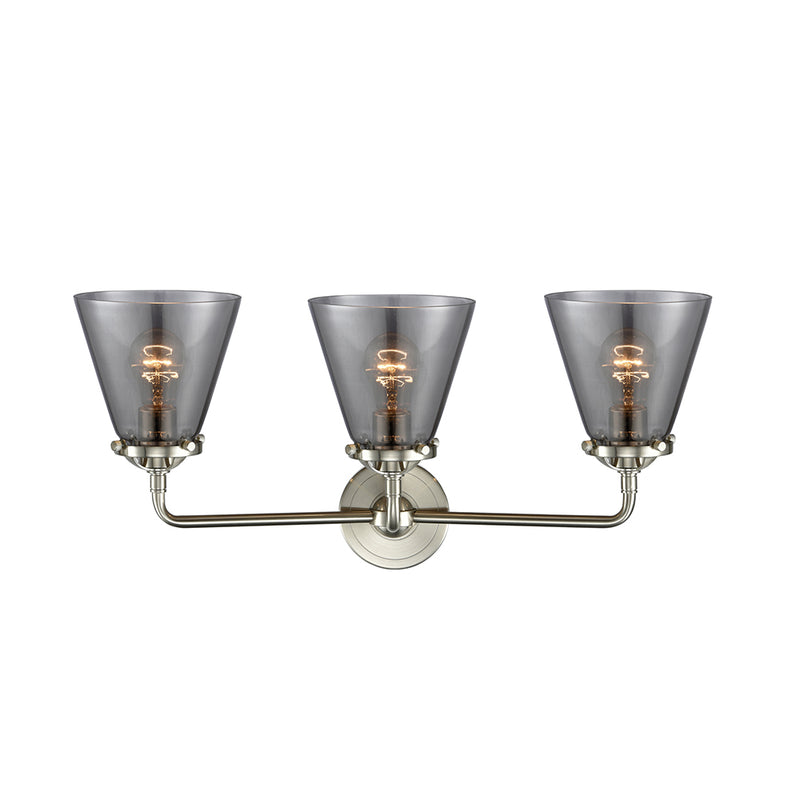 Innovations Lighting Small Cone 3 Light Bath Vanity Light Part Of The Nouveau Collection 284-3W-SN-G63-LED