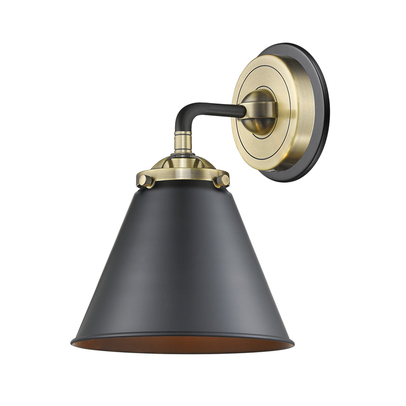 Appalachian Sconce shown in the Black Antique Brass finish with a Matte Black shade