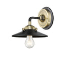 Railroad Sconce shown in the Black Antique Brass finish with a Matte Black shade