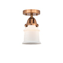 Canton Semi-Flush Mount shown in the Antique Copper finish with a Matte White shade