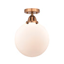 Beacon Semi-Flush Mount shown in the Antique Copper finish with a Matte White shade